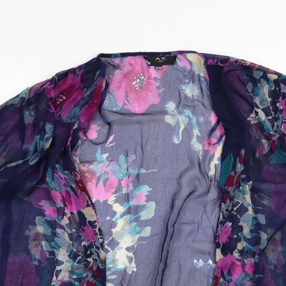 AX Paris Womens Blue Floral  Cardigan Jumper Size S