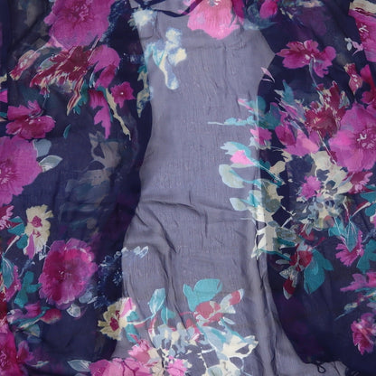 AX Paris Womens Blue Floral  Cardigan Jumper Size S