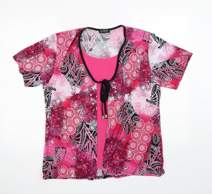 mega designs Womens Pink Floral  Basic T-Shirt Size XL