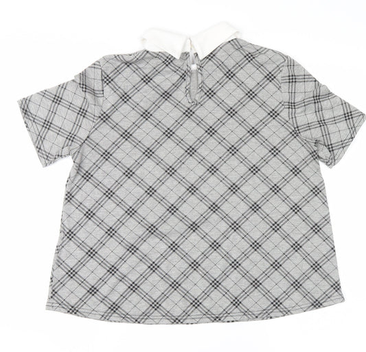 cameo rose Womens Grey Check  Basic T-Shirt Size 8