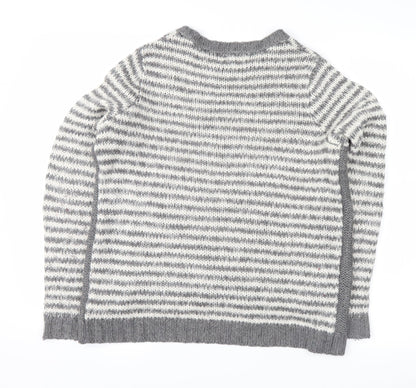 New Look Womens Grey Striped  Pullover Jumper Size 8