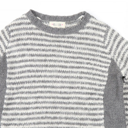 New Look Womens Grey Striped  Pullover Jumper Size 8