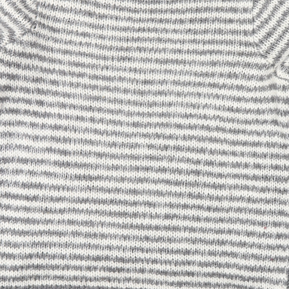 New Look Womens Grey Striped  Pullover Jumper Size 8