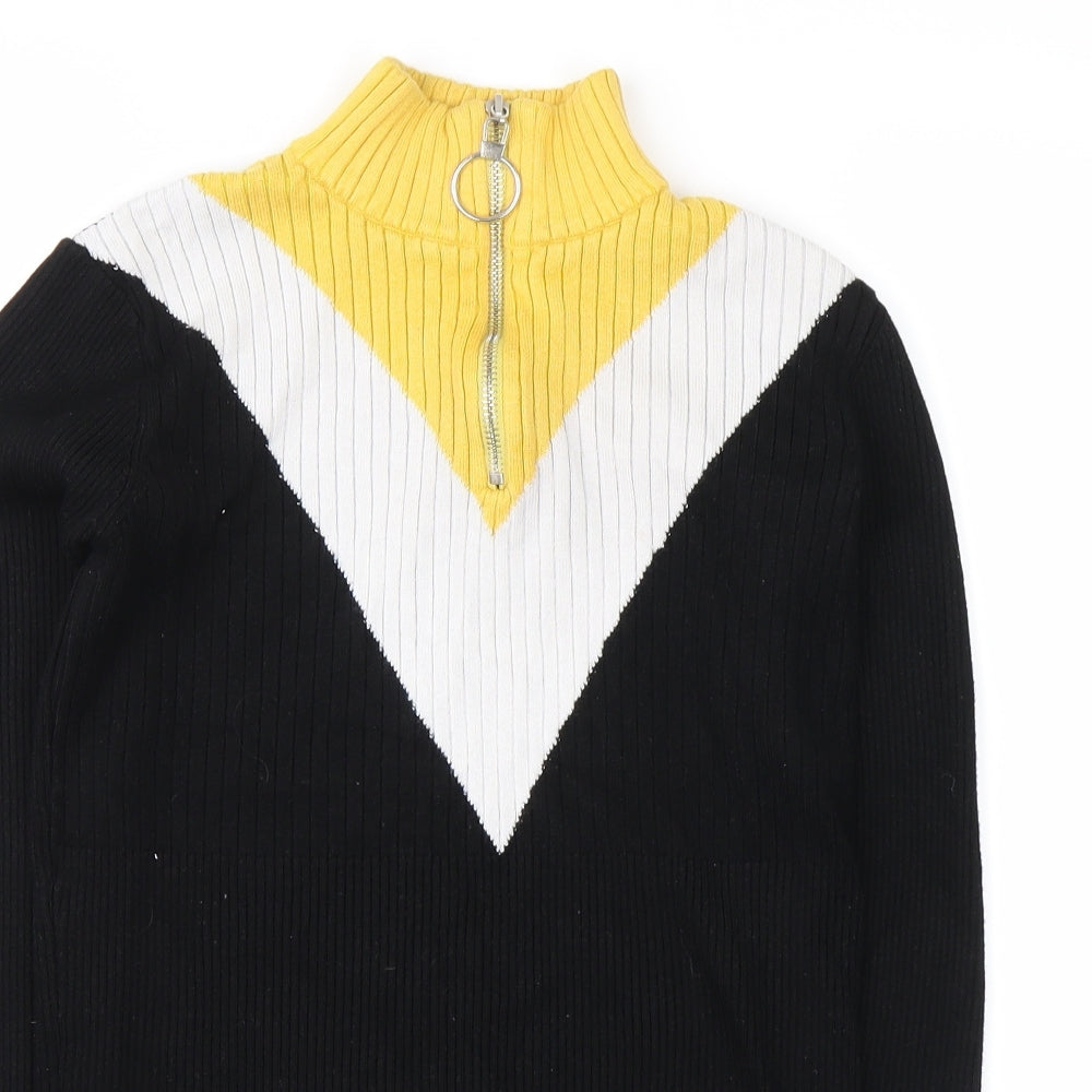 cameo rose Womens Black Striped  Pullover Jumper Size S