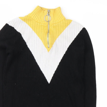 cameo rose Womens Black Striped  Pullover Jumper Size S