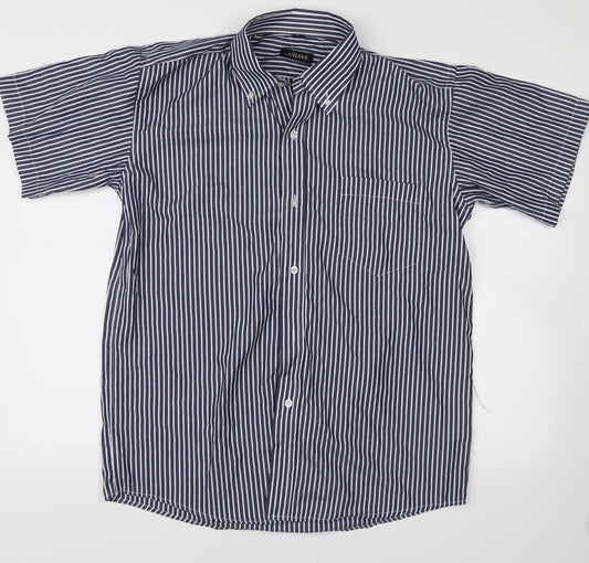 Mens UK Size 40 lanzans Blue  Button-Up Short Sleeve Casual Shirt