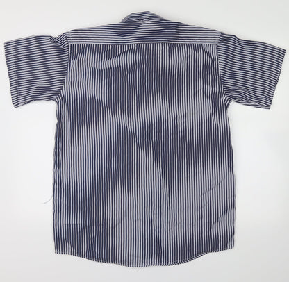 Mens UK Size 40 lanzans Blue  Button-Up Short Sleeve Casual Shirt