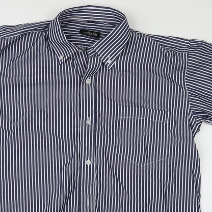 Mens UK Size 40 lanzans Blue  Button-Up Short Sleeve Casual Shirt
