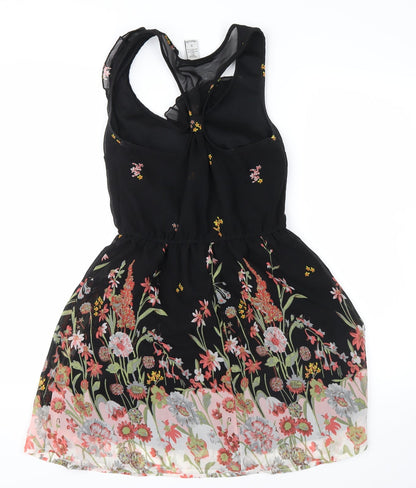 American Rag Cie Womens Black Floral  Tank Dress  Size S