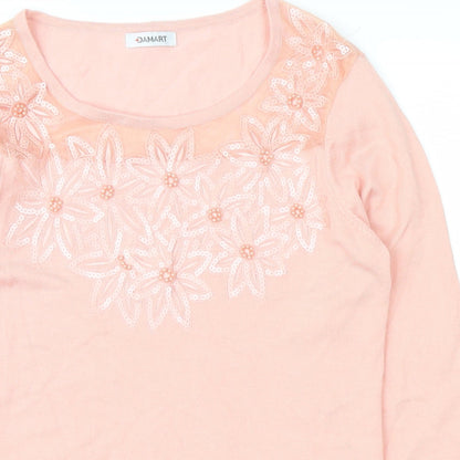 Damart Womens Pink Floral  Pullover Jumper Size 10