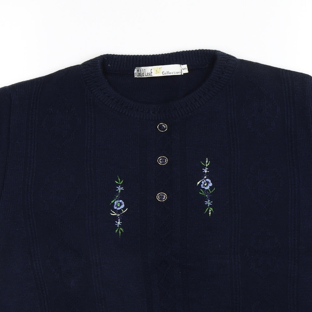 Gold Leaf Womens Blue   Pullover Jumper Size S