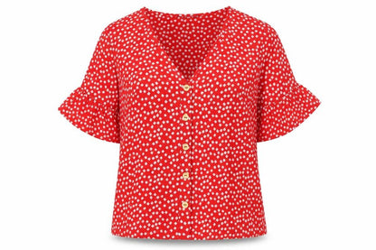 SHEIN Womens Red Floral  Basic Blouse Size XS