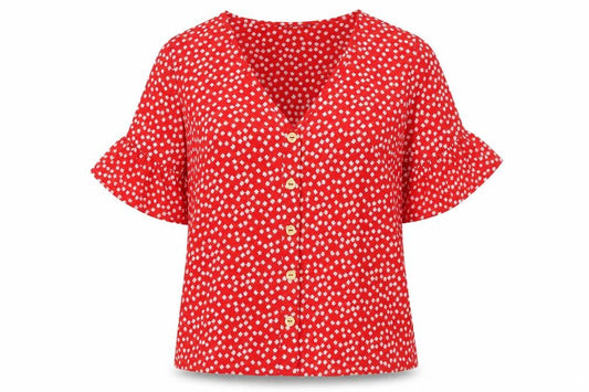 SHEIN Womens Red Floral  Basic Blouse Size XS