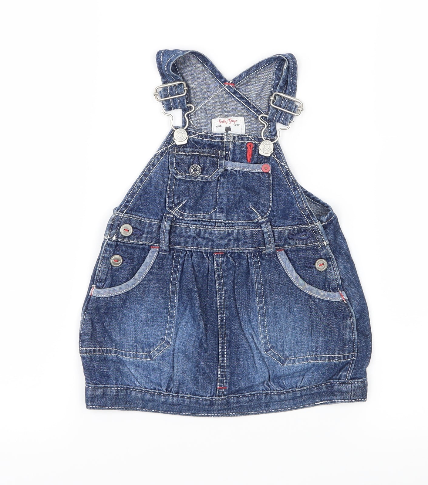 Gap Girls Blue  Denim Pinafore/Dungaree Dress  Size 3-6 Months
