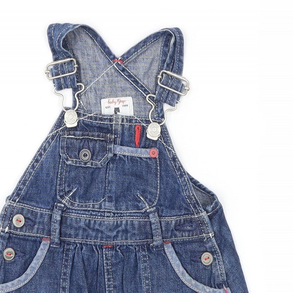Gap Girls Blue  Denim Pinafore/Dungaree Dress  Size 3-6 Months