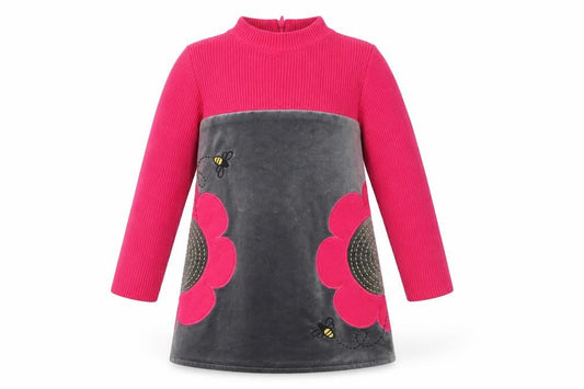 Nula Bug Girls Grey Floral  Jumper Dress  Size 3-4 Years