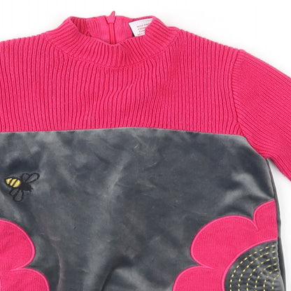 Nula Bug Girls Grey Floral  Jumper Dress  Size 3-4 Years