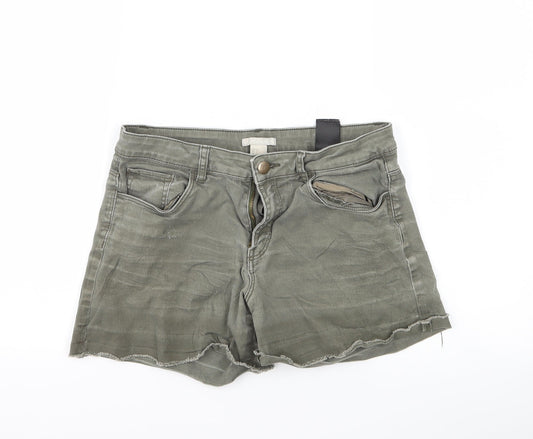 H&M Womens Grey  Denim Hot Pants Shorts Size 8