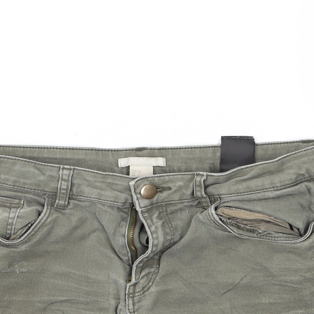 H&M Womens Grey  Denim Hot Pants Shorts Size 8