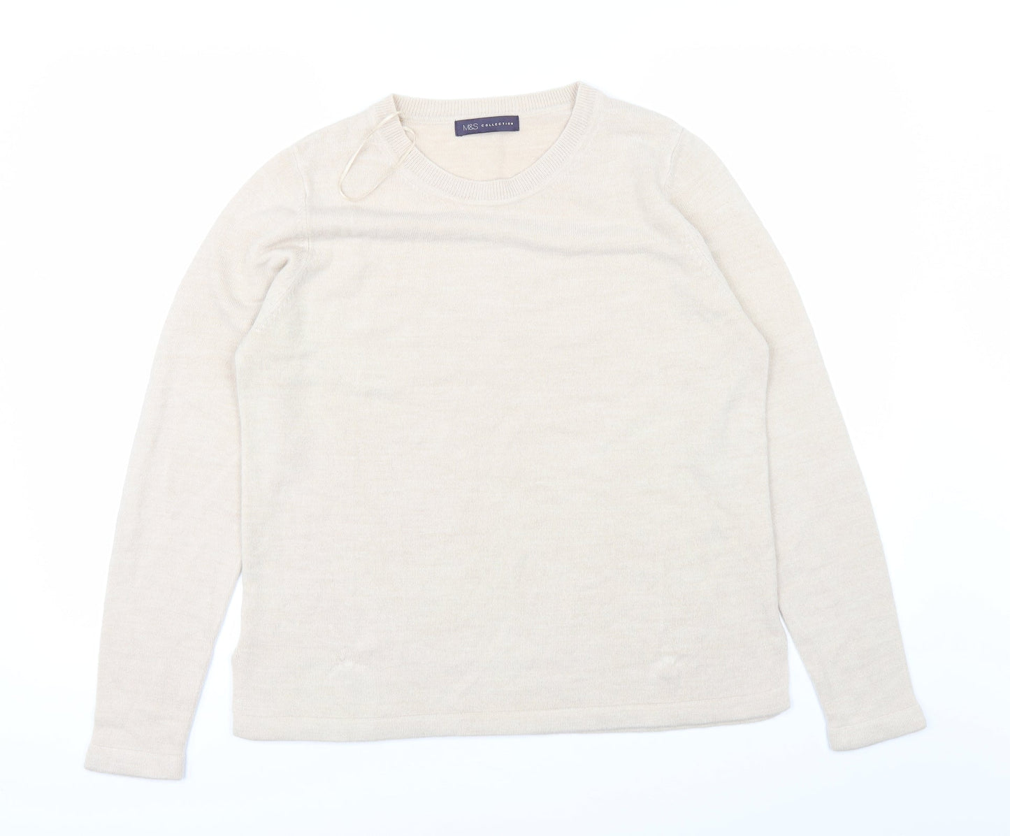 Womens UK Size 14 Marks and Spencer Beige Basic T-Shirt