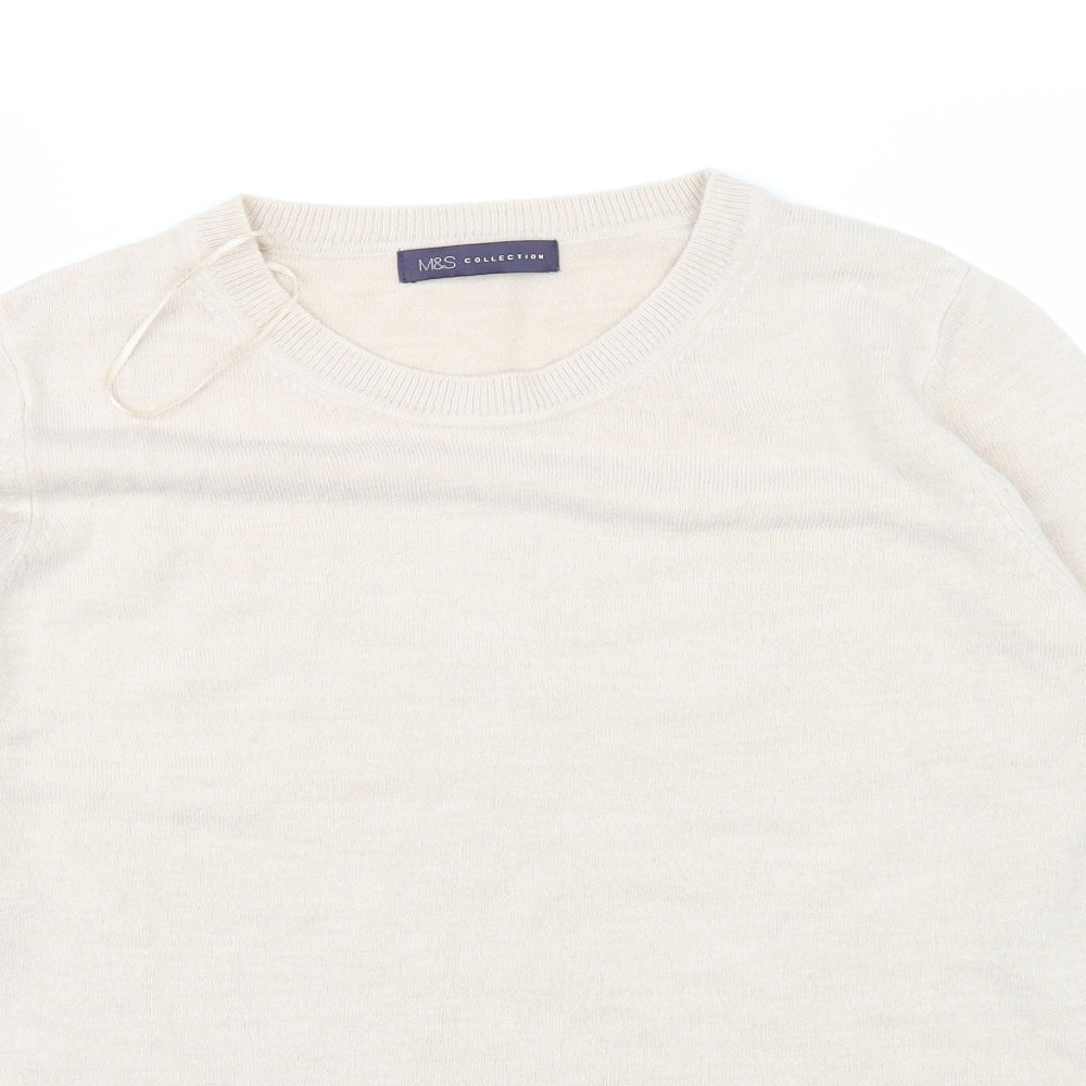 Womens UK Size 14 Marks and Spencer Beige Basic T-Shirt