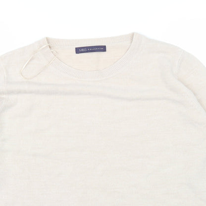 Womens UK Size 14 Marks and Spencer Beige Basic T-Shirt