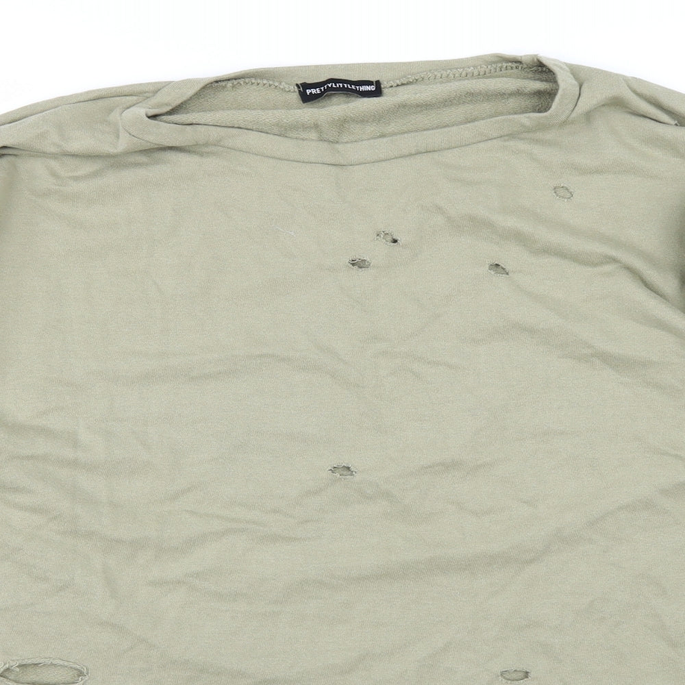 Womens UK Size 8 PRETTYLITTLETHING Green Basic T-Shirt