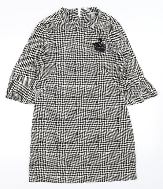 H&M Womens Black Gingham  Bodycon  Size 38