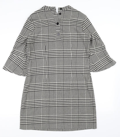 H&M Womens Black Gingham  Bodycon  Size 38