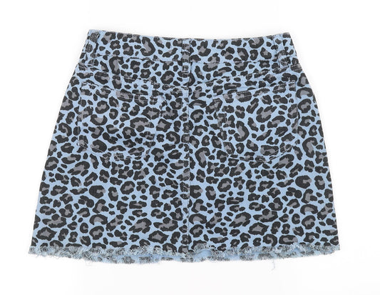 Boohoo Womens Blue Animal Print  Mini Skirt Size 8