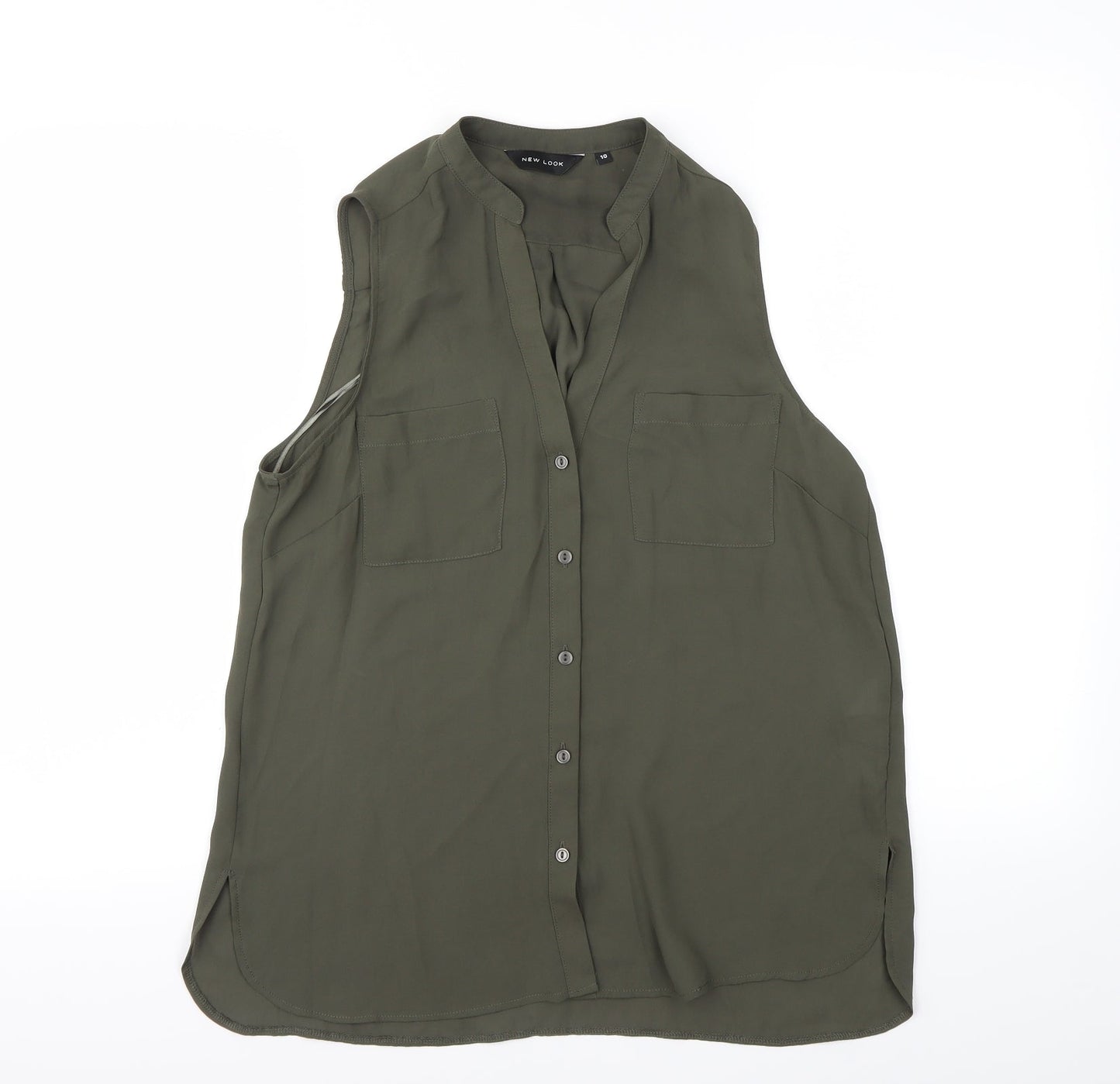 Womens UK Size 10 New Look Gold Basic Button-Up