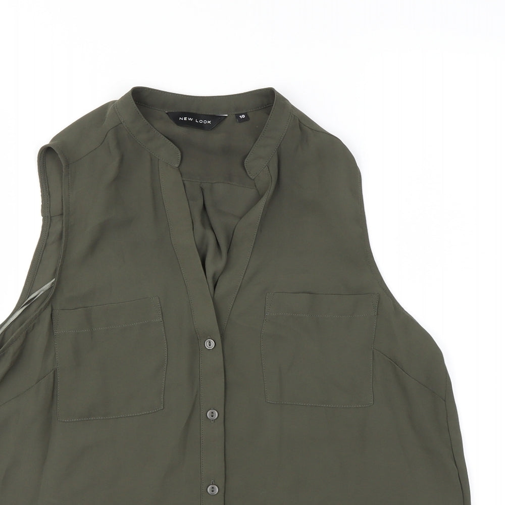 Womens UK Size 10 New Look Gold Basic Button-Up