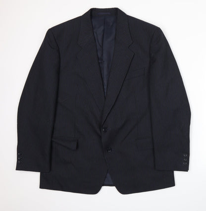 Club Member Mens Blue Striped  Jacket Suit Jacket Size XL
