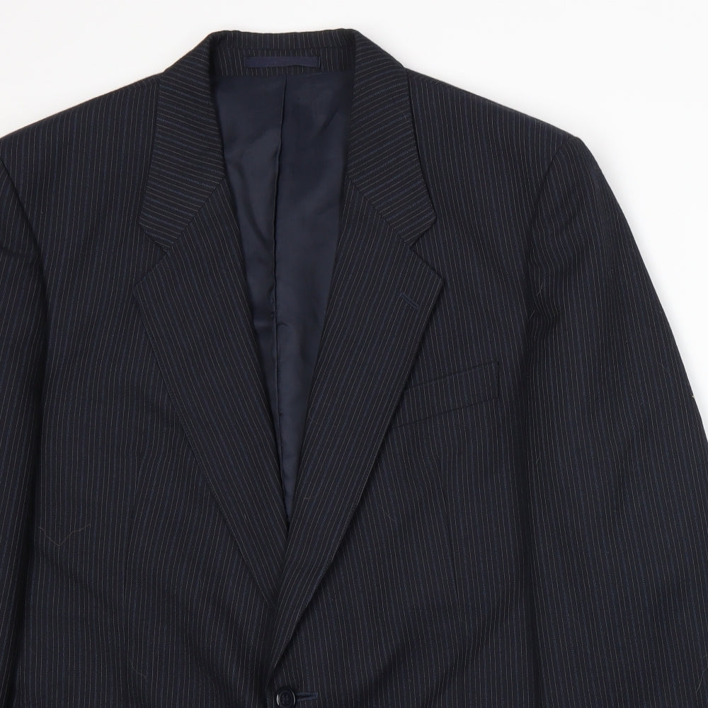 Club Member Mens Blue Striped  Jacket Suit Jacket Size XL