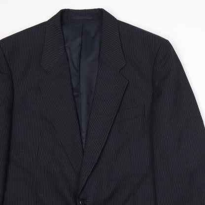 Club Member Mens Blue Striped  Jacket Suit Jacket Size XL
