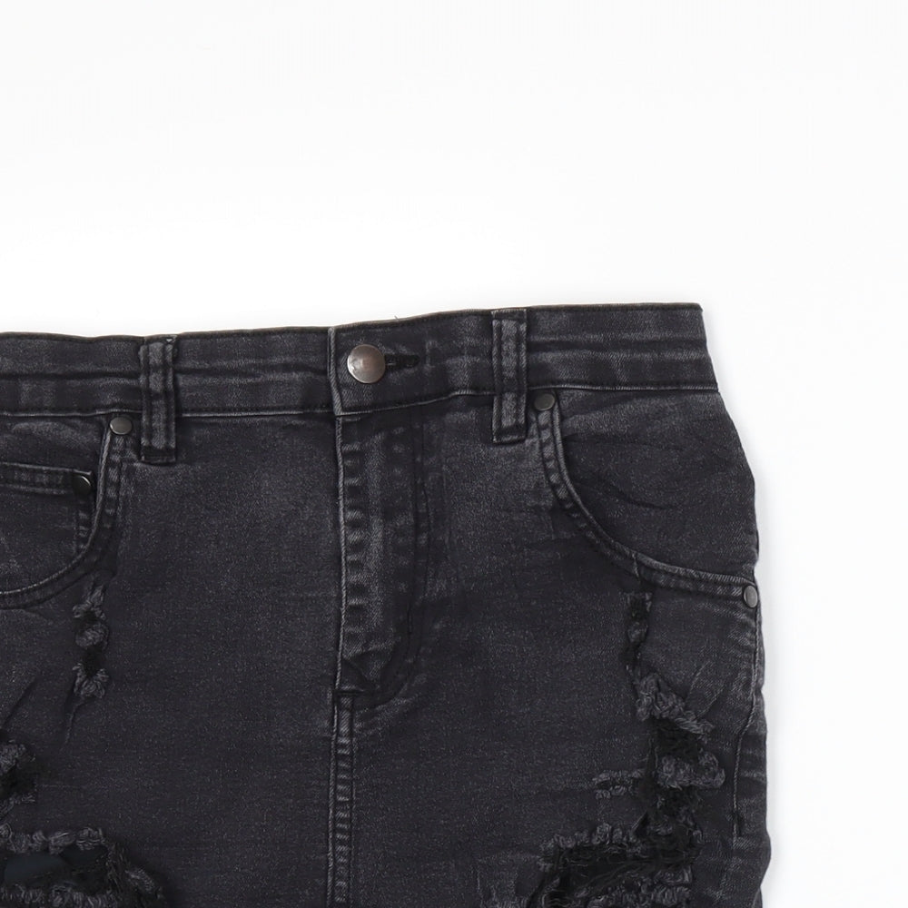 PRETTYLITTLETHING Womens Grey  Denim Straight & Pencil Skirt Size 6