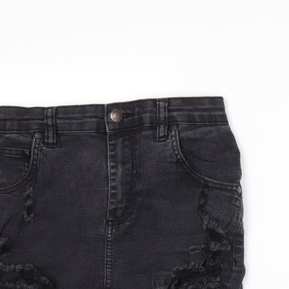 PRETTYLITTLETHING Womens Grey  Denim Straight & Pencil Skirt Size 6