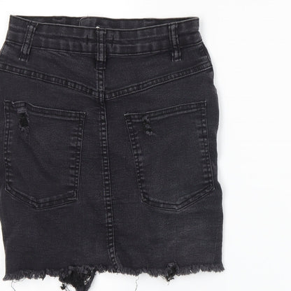 PRETTYLITTLETHING Womens Grey  Denim Straight & Pencil Skirt Size 6