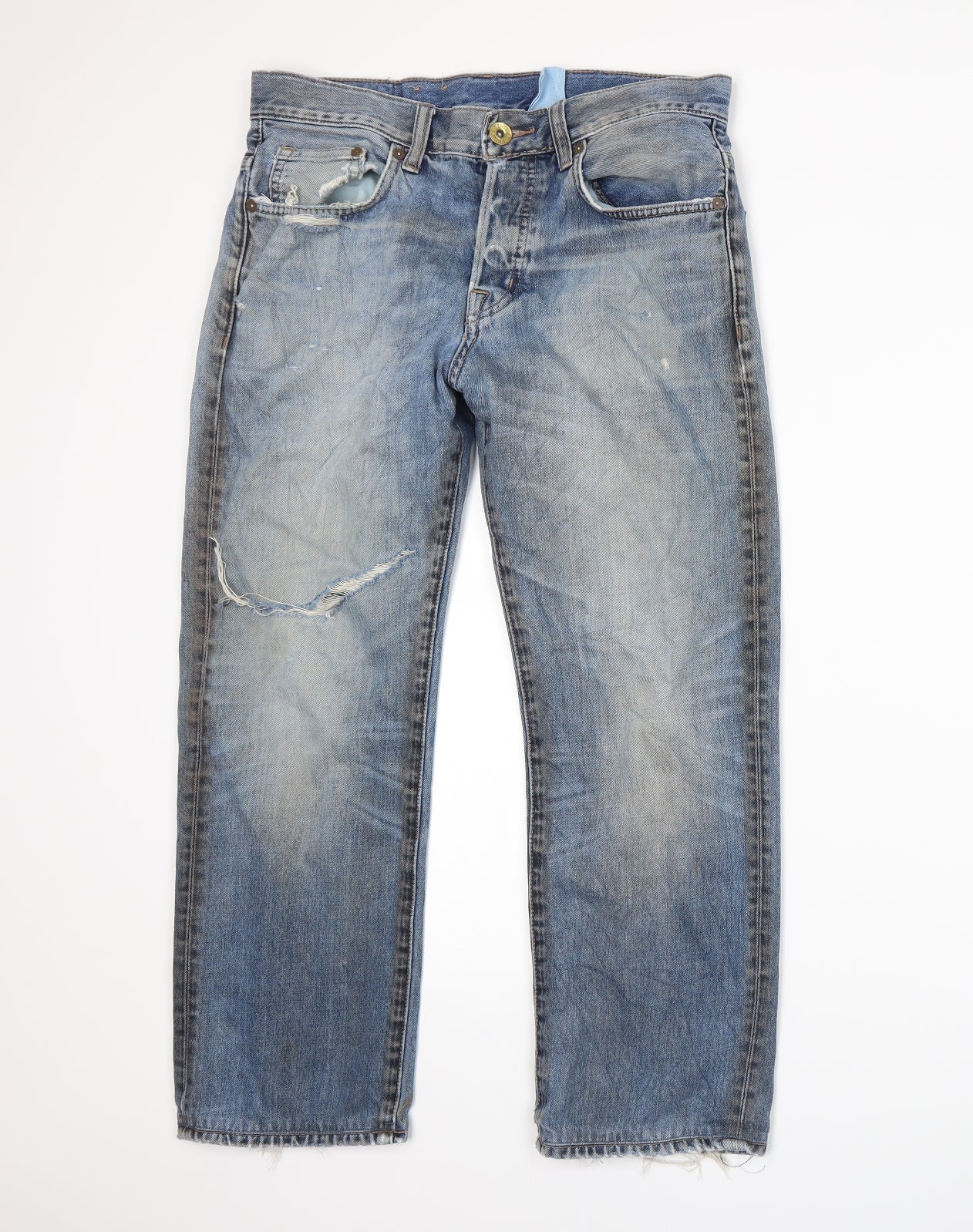 Womens UK Size 30 in H&M Regular Fit Straight Blue Jeans