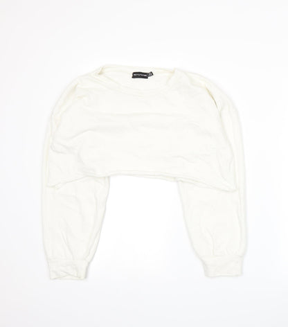 PRETTYLITTLETHING Womens White  Jersey Pullover Sweatshirt Size 12