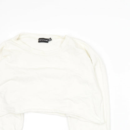 PRETTYLITTLETHING Womens White  Jersey Pullover Sweatshirt Size 12