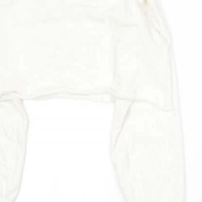 PRETTYLITTLETHING Womens White  Jersey Pullover Sweatshirt Size 12