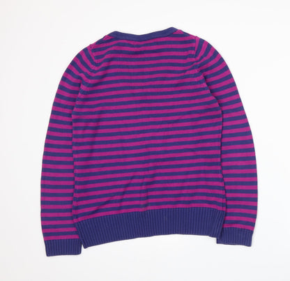 Marks and Spencer Womens Purple Striped Knit Pullover Jumper Size 12