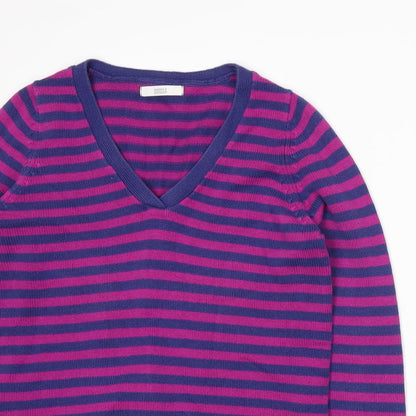 Marks and Spencer Womens Purple Striped Knit Pullover Jumper Size 12