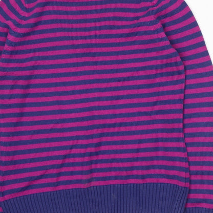 Marks and Spencer Womens Purple Striped Knit Pullover Jumper Size 12