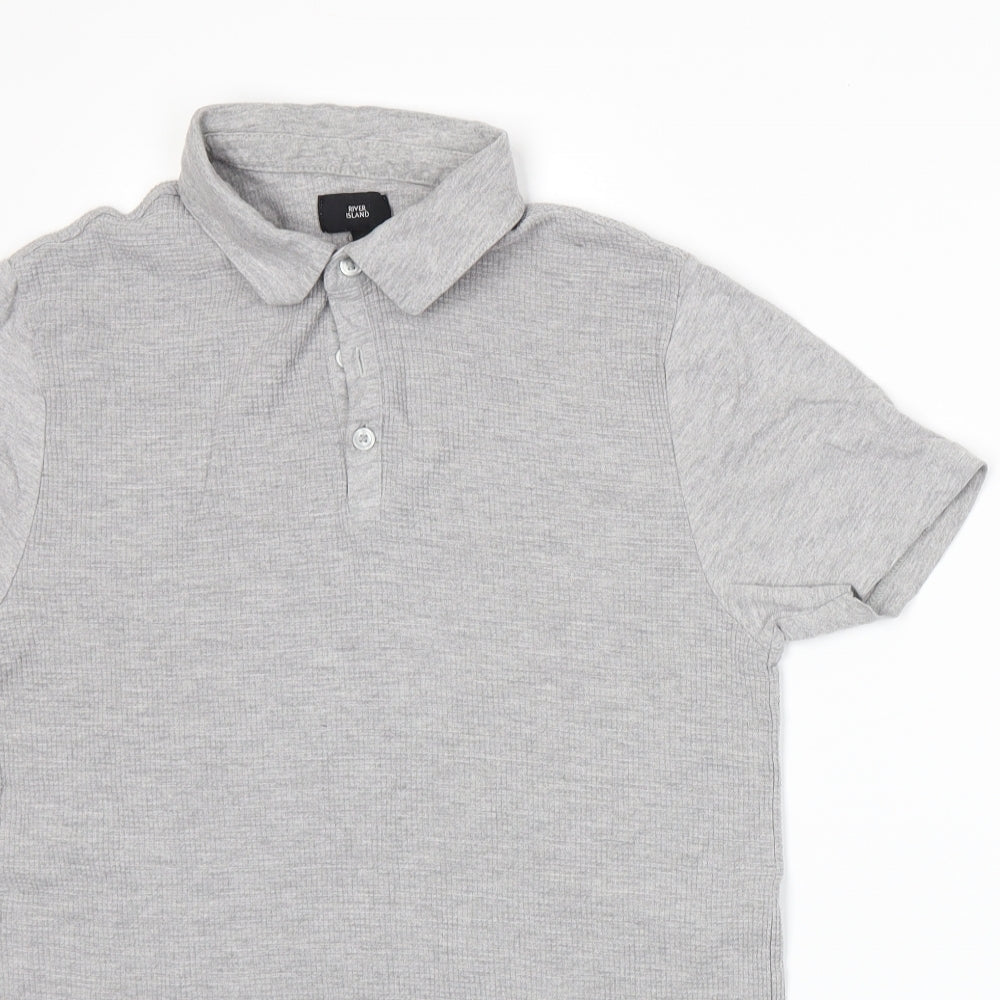 River Island Mens Grey    Polo Size M