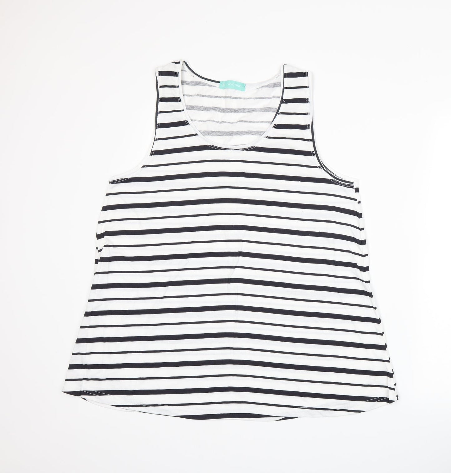 Avenue Womens White Striped  Basic Tank Size 14