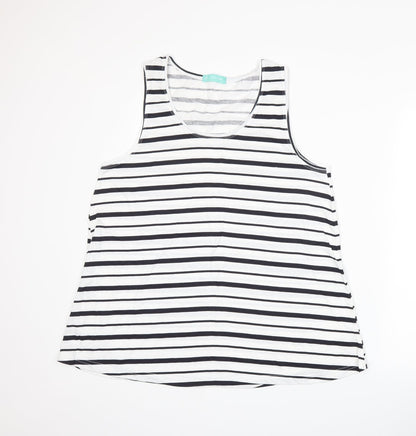 Avenue Womens White Striped  Basic Tank Size 14