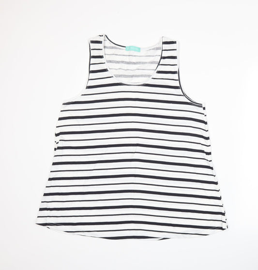 Avenue Womens White Striped  Basic Tank Size 14
