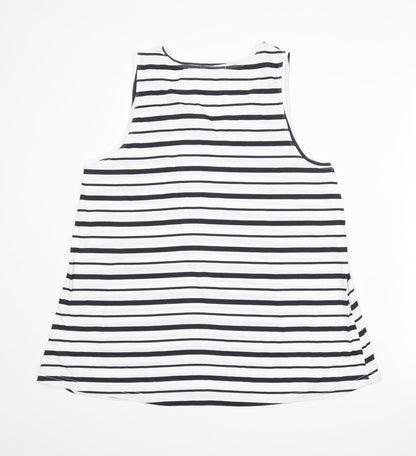 Avenue Womens White Striped  Basic Tank Size 14